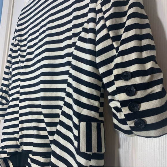 Monteau Striped Blazer Size Large with Button Detail on Sleeve - Picture 2 of 6